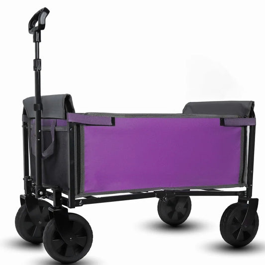 Large Collapsible Wagon with Wheels - 3 in 1 Lightweight Utility Camping Wagons Carts Foldable with 220lbs Weight Capacity, Cup Holders, for Pet Riding, Groceries, Camping, Shopping