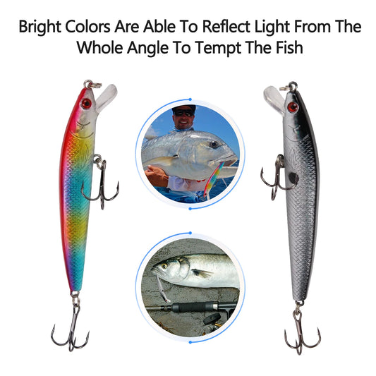 10-Pack Floating Minnow Crankbaits Set with Portable Tackle Box