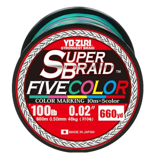 Yo-Zuri Superbraid 660 yd Floating Braid 5-Color 100 lb Fishing Line for Saltwater Angling Durable High-Visibility Braided Line