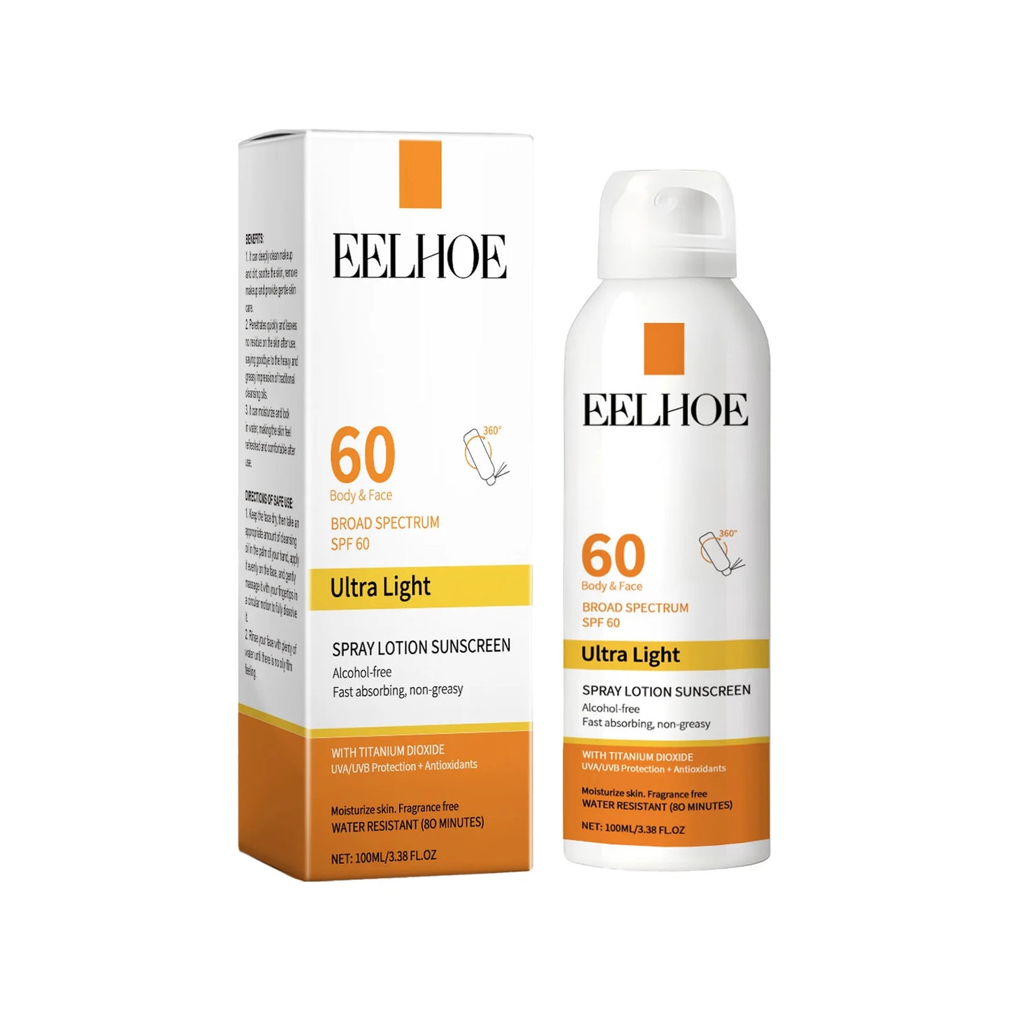 EELHOE Vitamin E Sunscreen Spray 100ml Long-lasting Deep Moisturizing Anti-UV Skin Protector
