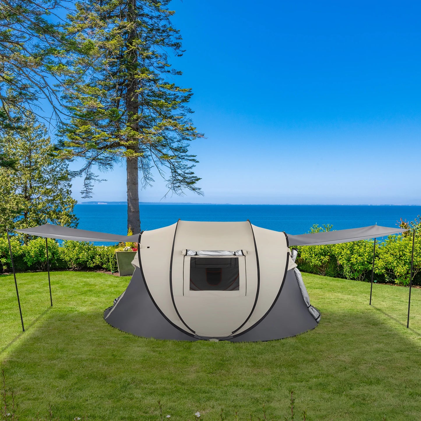 4-Person No-Install Pop Up Tent, Universal for Camping & Fishing