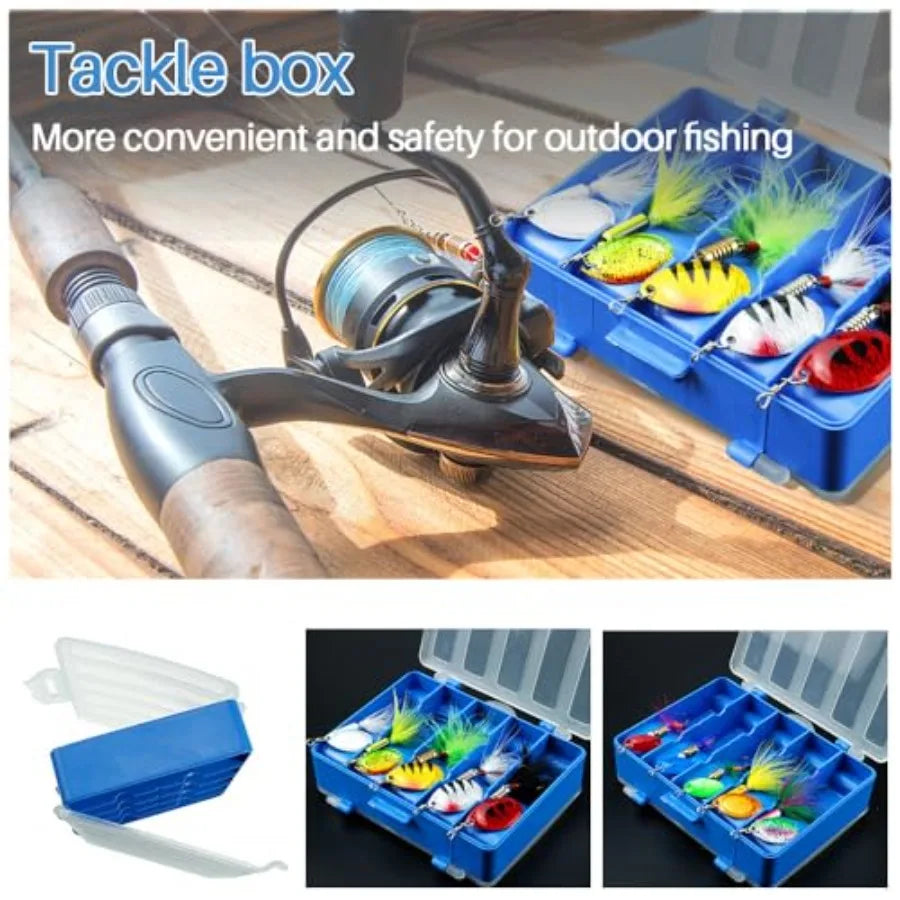 10-Pack Rooster Tail Spinner Lures with Tackle Box for Bass, Trout & Salmon