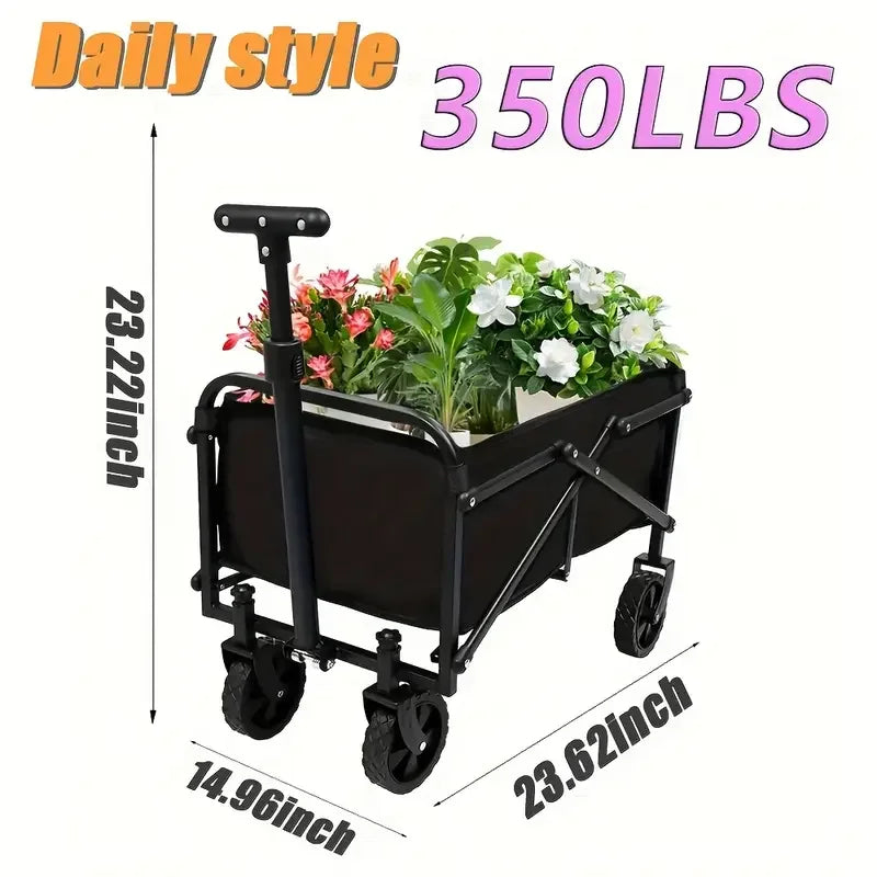 Collapsible Wagon Cart Foldable Beach Wagon with All-Terrain Wheels  Heavy Duty Grocery Cart for Shopping, Beach, Camping