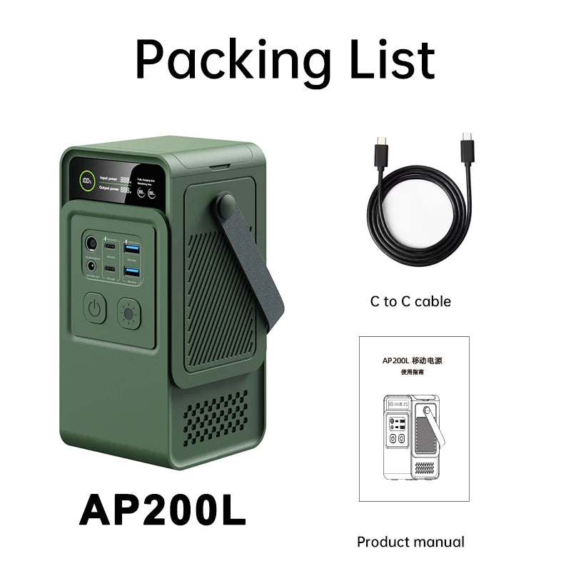 200W Power Station 192Wh Lifepo4 Power Bank 60000mAh Portable Charger Battery Emergency Power USB TYPE-C Port