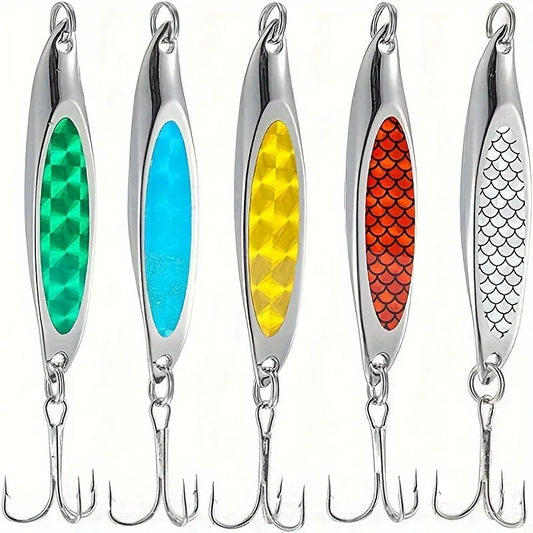 5-Pack 0.74 oz Spinnerbait Spoon Lures for Bass Fishing