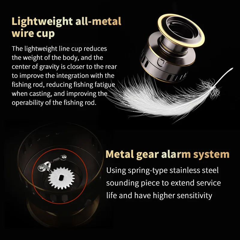1 Piece Two-Hand Rotating Fishing Reel, He1000-7000 Series, 5.2:1 Gear Ratio, 22.05lb Extraction, Smooth and Sensitive Aluminum Alloy Body