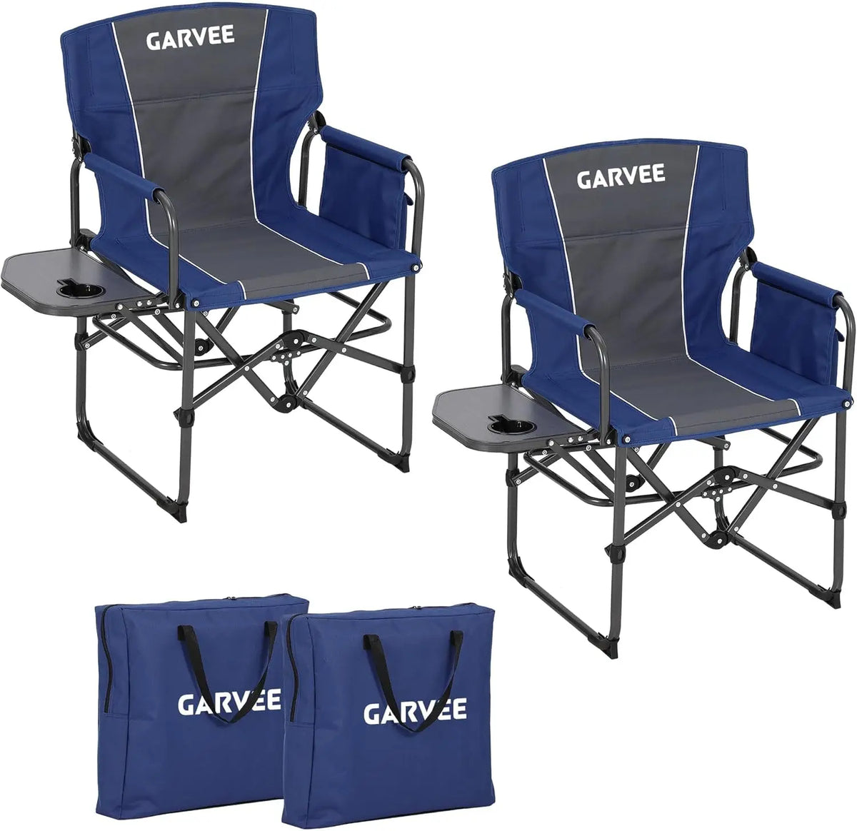 Heavy-Duty Folding Director's Camping Chair with Side Table & Storage