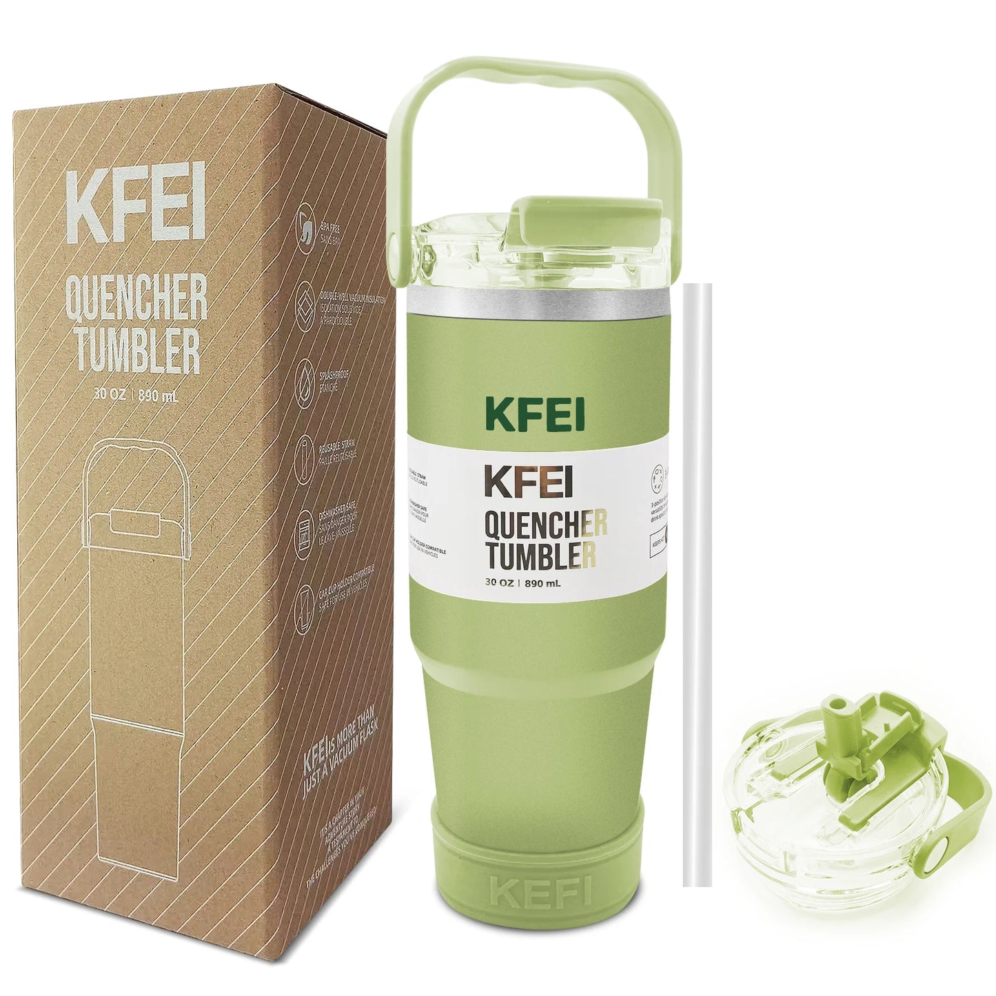 1PCS 30oz Solid Color Double Wall Stainless Tumbler, with Lid And Straw, Insulated