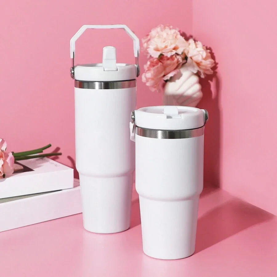 Insulated Stainless Steel Vacuum Tumbler with Tote Handle