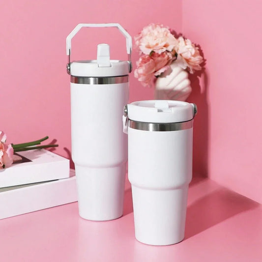 Insulated Stainless Steel Vacuum Tumbler with Tote Handle