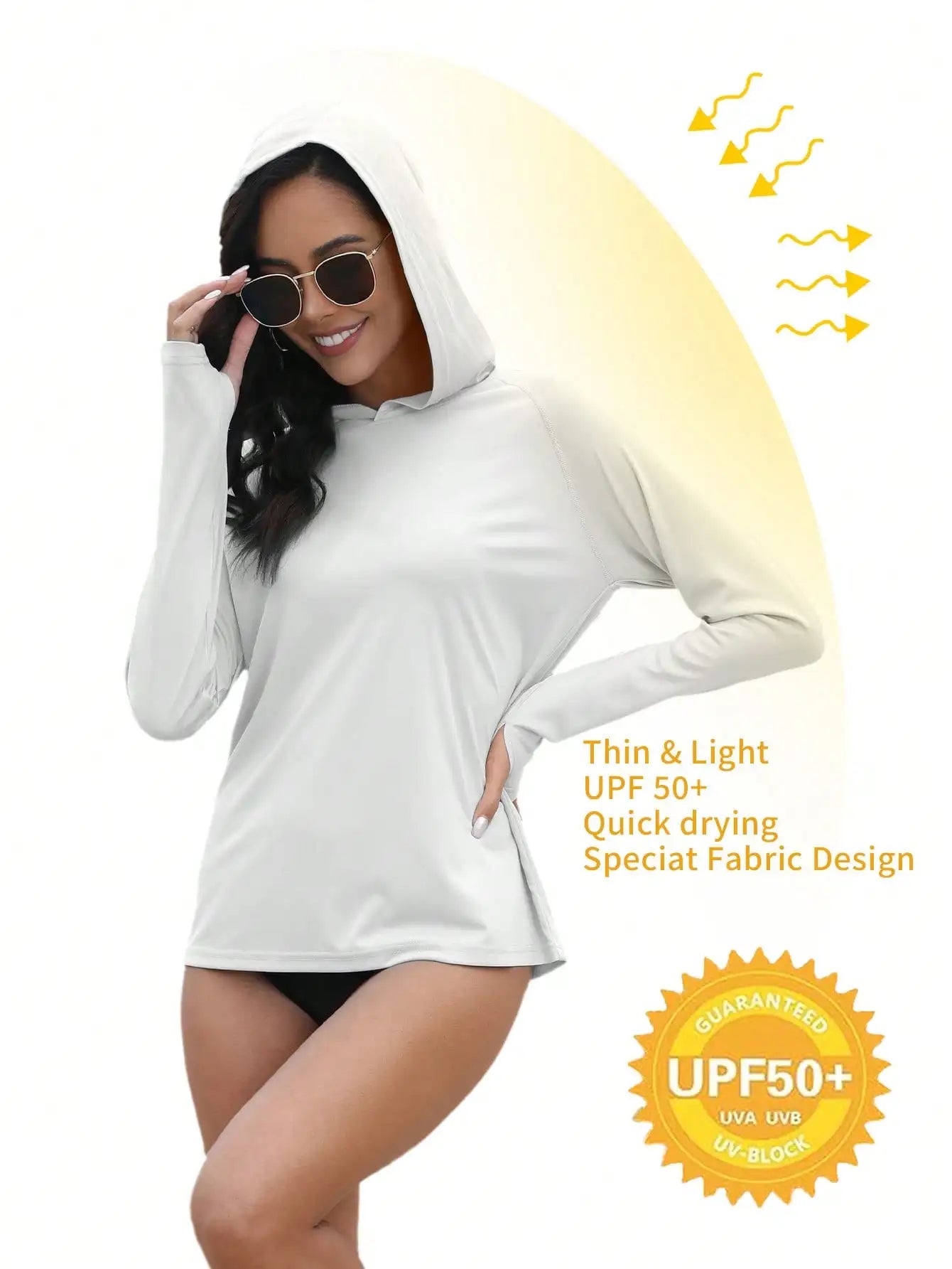 1Pcs Women's UPF 50+ Sunscreen Hoodie SPF Shirt Long-Sleeve T-Shirt Hiking Fishing Outdoor Fitness Running Shirt Lightweight Hoodie