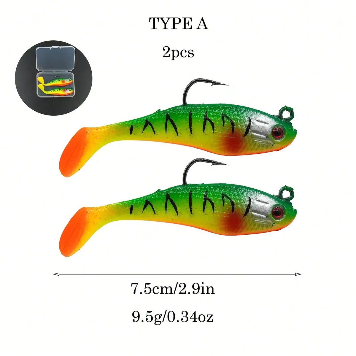 2-Pack Soft Swimming Swimbaits with Moving Tail & Internal Weight