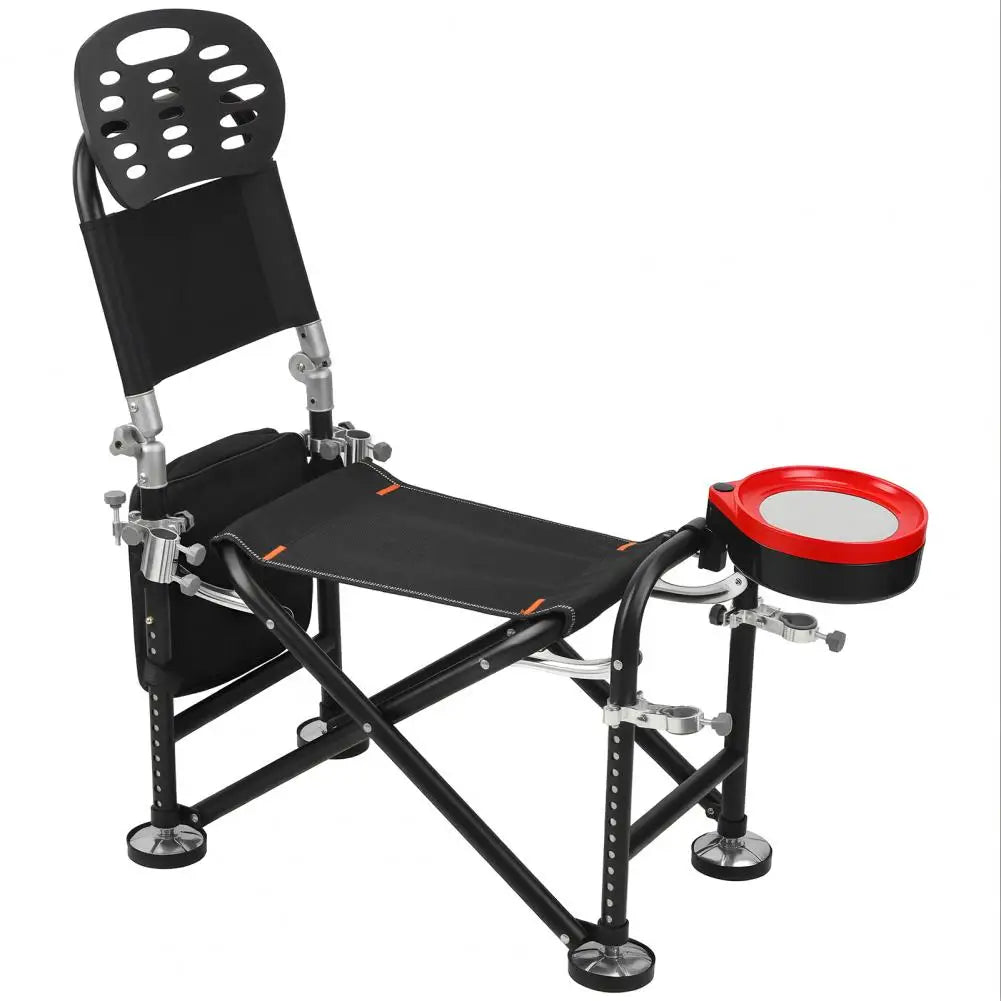 13 Gear Rise Fall 21cm Adjustable Fishing Chair with Backrest Rod Holder Folding Fishing Deck Chair