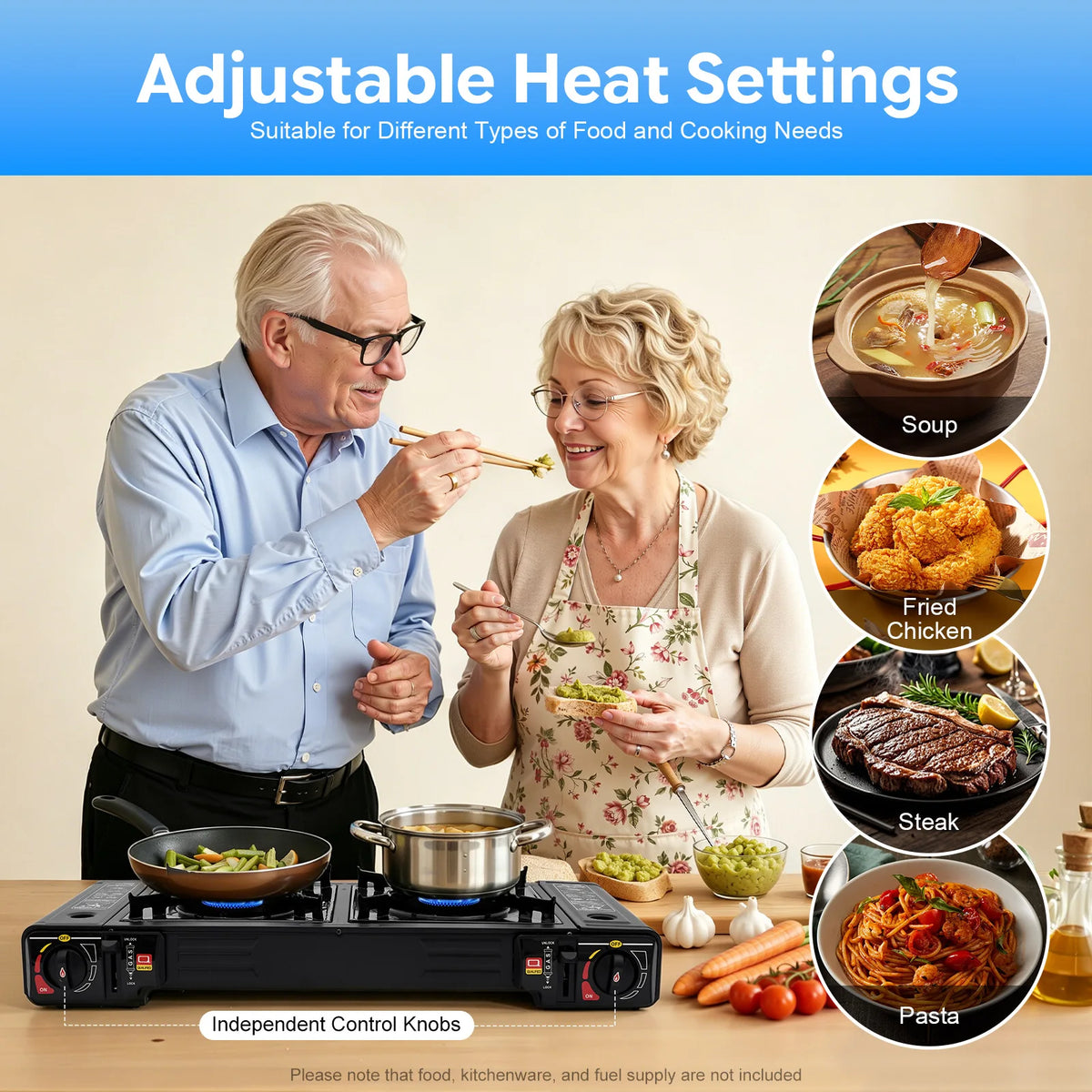 Portable Dual-Burner Propane Camping Stove with Piezo Ignition