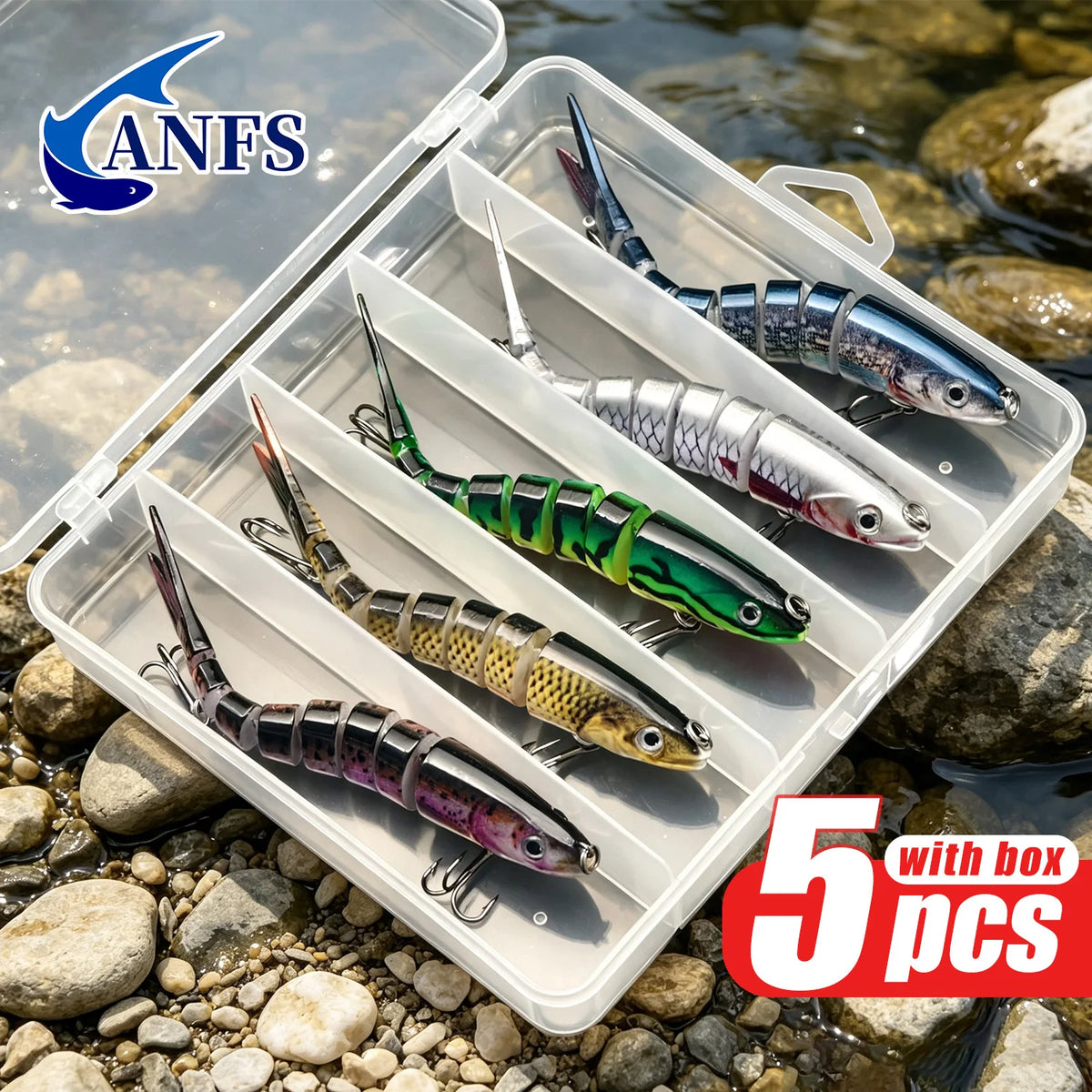 ANFS 5-Pack Multi-Jointed Swimbaits in Assorted Colors