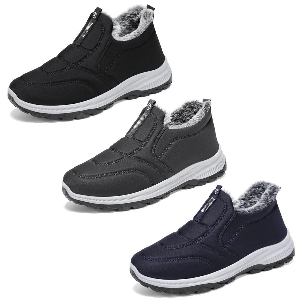 Mens Snow Boots Lightweight Thermal Ankle Boots Comfortable Slip On Sneakers Winter Thick Fur Shoes for Outdoor Sports