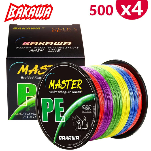 BAKAWA 4 Strands Fishing Line 500m 546yds Multicolour Braided Multifilament