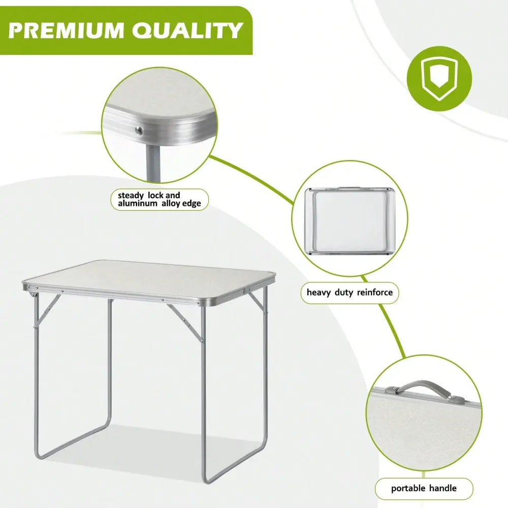 1pc HeavyDuty Portable Folding Table, Aluminum Alloy Camping Picnic Barbecue Outdoor Indoor Use, 23.62 X 31.5 X 27.56inch