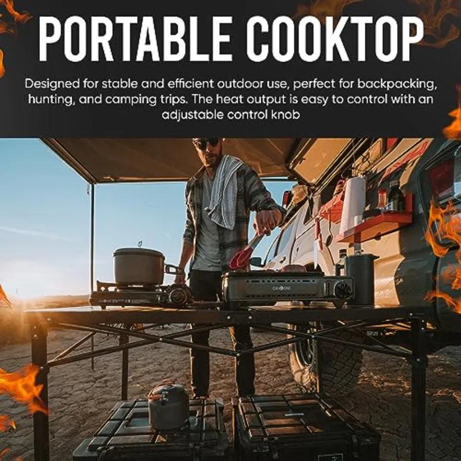 Dual Fuel Portable Camping Grill Stove Propane Butane with Carrying Case Stainless Steel