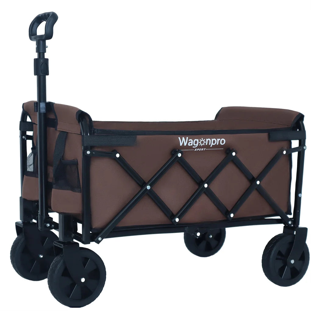 Expandable Dual-Layer Utility Wagon with 100% Extra Space - Grocery Cart for Camping, Shopping, Sports, Gardening, Fishing