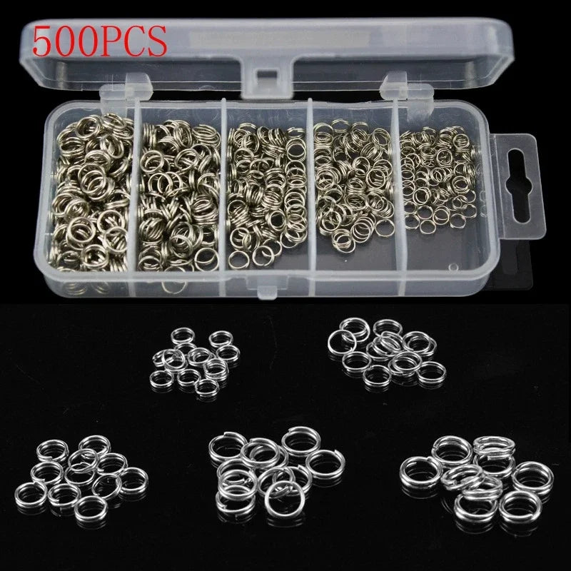 Fishing Stainless Steel Split Rings 5 Sizes High Strength Large tensile Force Fishing Loop Fishing Lure Connector 200/250PCS