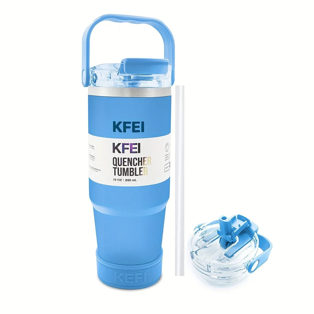 1PCS 30oz Solid Color Double Wall Stainless Tumbler, with Lid And Straw, Insulated