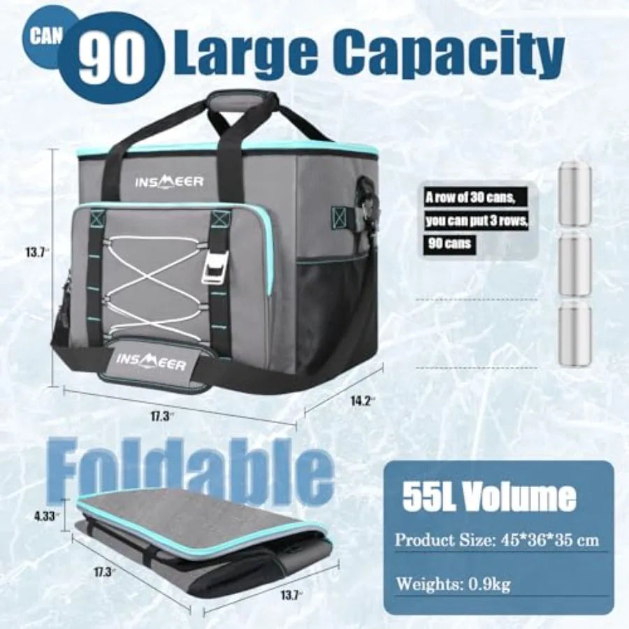 Insulated Cooler Bag 90Cans/55L Large Cooler Bag Soft Sided Cooler with Shoulder Strap