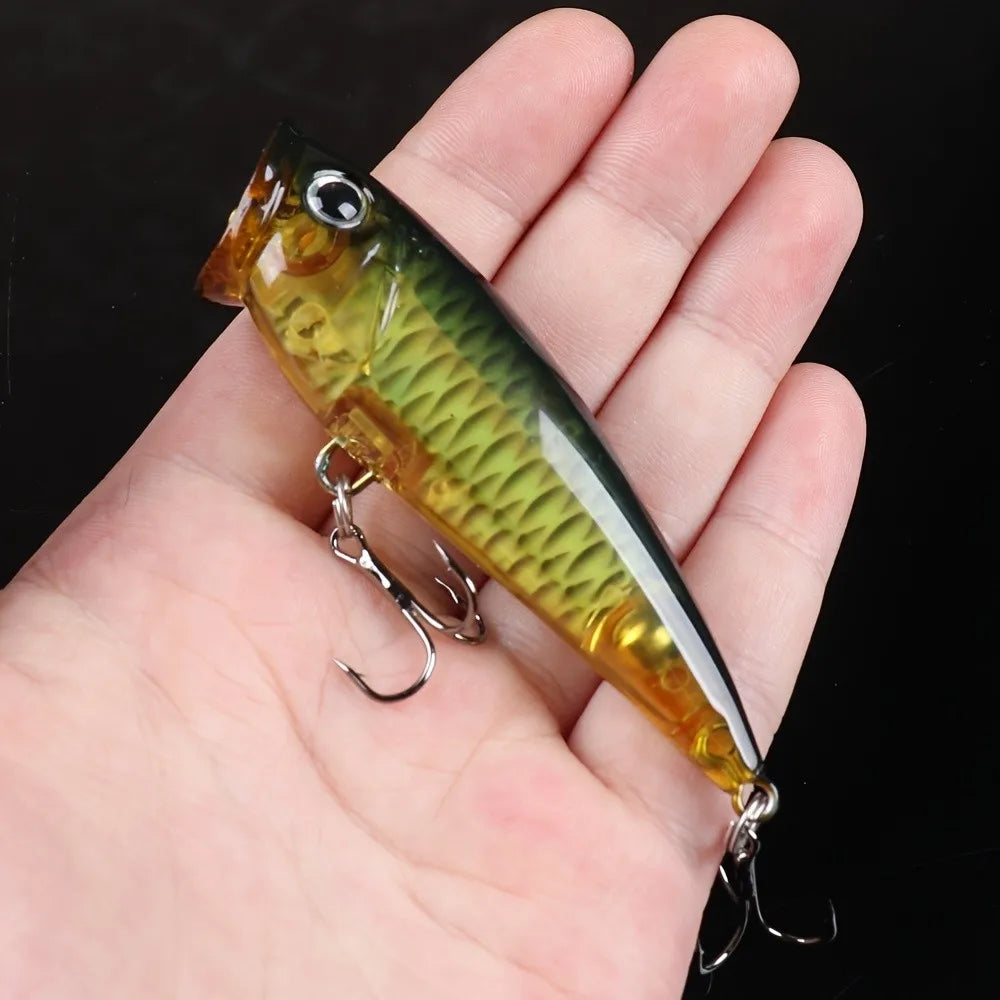 10-Pack 3-Inch Topwater Popper Lures (0.28 oz) for Bass Fishing