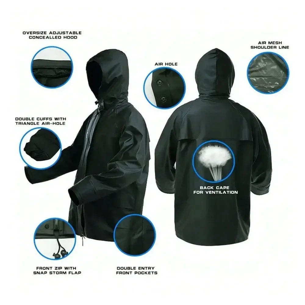 New Thickened Rain Suit For Men Women Waterproof Heavy Duty Rain Gear