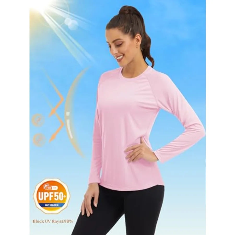 MAGCOMSEN Women's Long Sleeve Shirts UPF 50+ Sun Protection Shirts for Hiking Fishing Workout Rash Guard