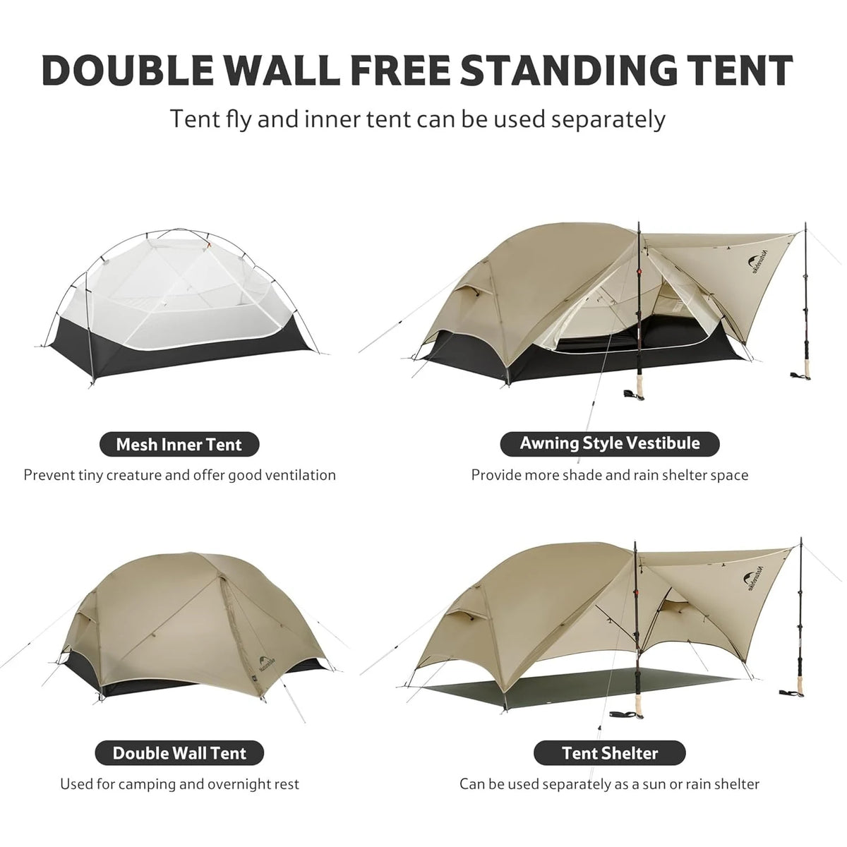 Naturehike Mongar 15D Ultralight Backpacking Tent (1–2 Person)
