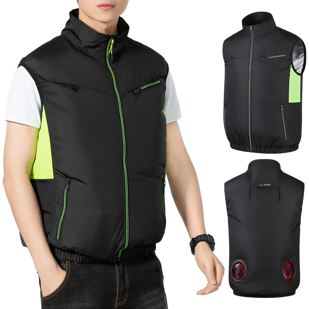 Cooling Vest Wearable Cooling Fan Vest Heat Resistant Air-conditioned