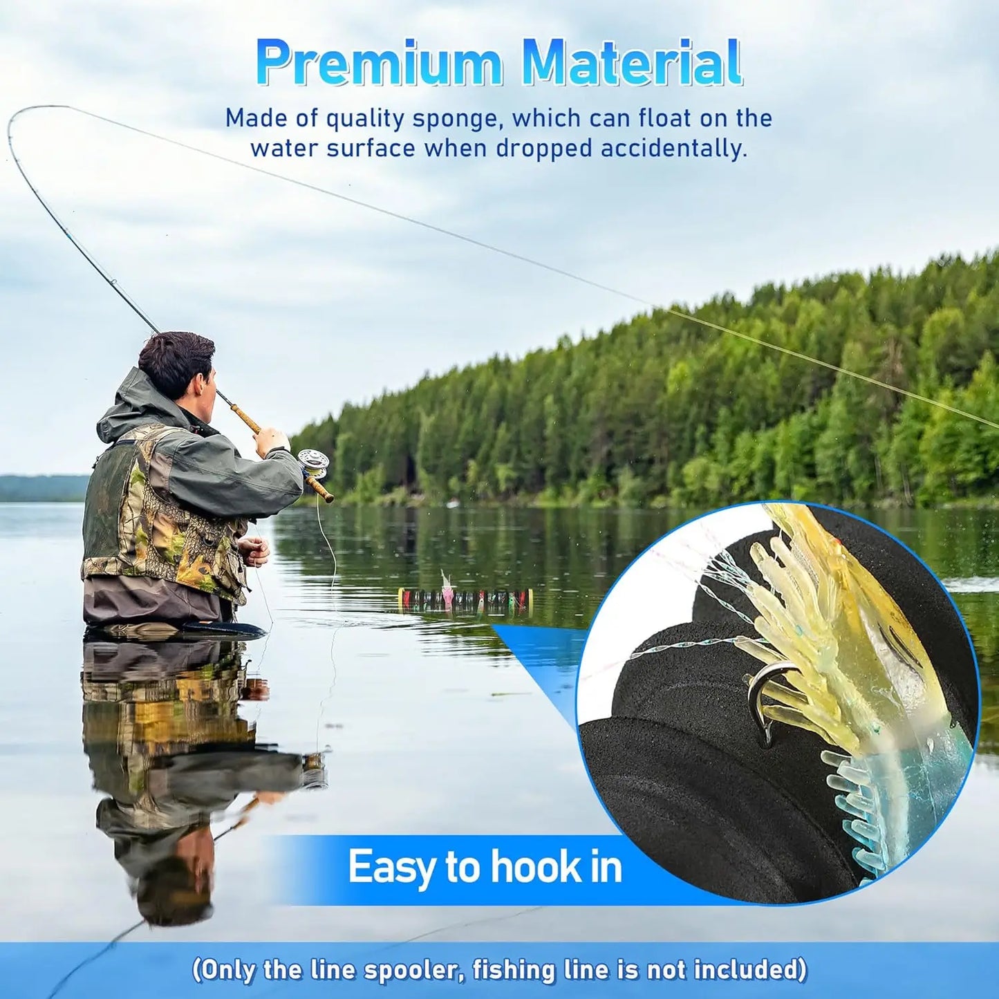3-Piece Fishing Line Organizer with 12 Slots, Spooler Winder, and Hook Keeper for Tangle-Free Storage