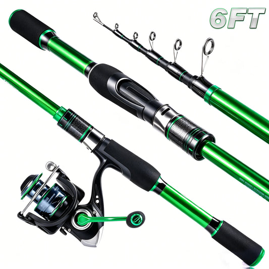 Telescopic Graphite Fishing Rod & Reel Combo Set with Travel Carrier Bag