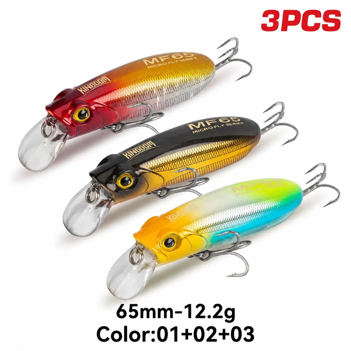 Kingdom 3-Pack Long-Casting Minnow Lures for Seabass & Trout