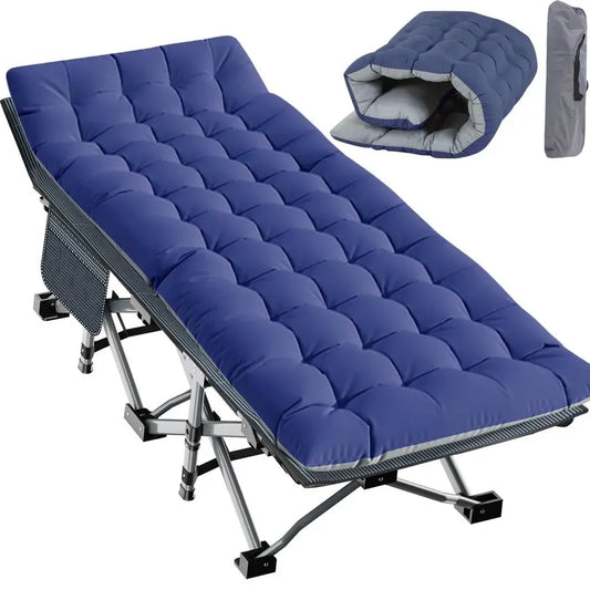 Oversized XXL Folding Camping Cot for Adults with Pad, Padded Portable Sleeping Cots, Camp Bed with Carry Bag for Outdoor Travel