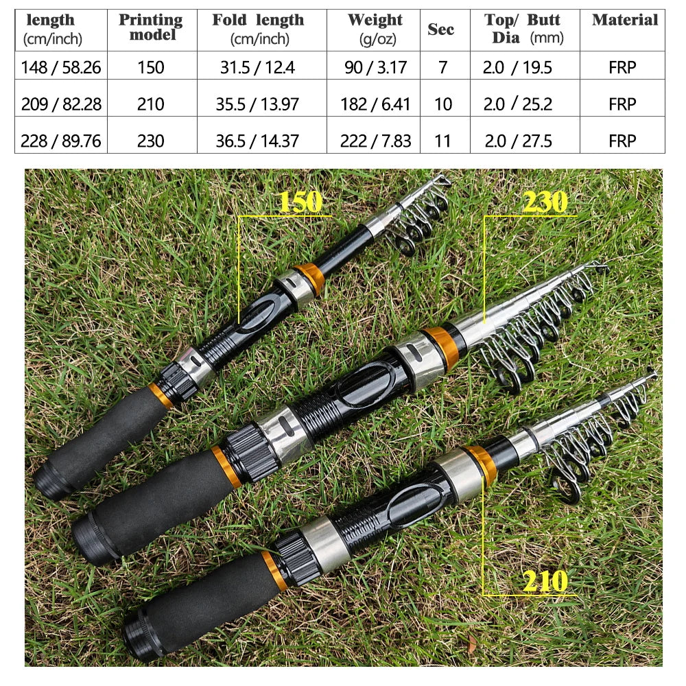 Ultra-Compact Portable Telescopic Travel Fishing Rod (1.5M–2.3M)
