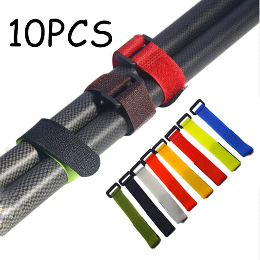 10pcs Fishing Rod Tie Holder Strap Suspender Fastener Hook Loop Ties