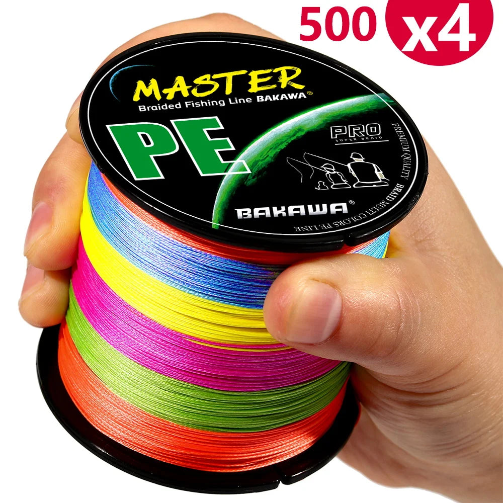 BAKAWA 4 Strands Fishing Line 500m 546yds Multicolour Braided Multifilament