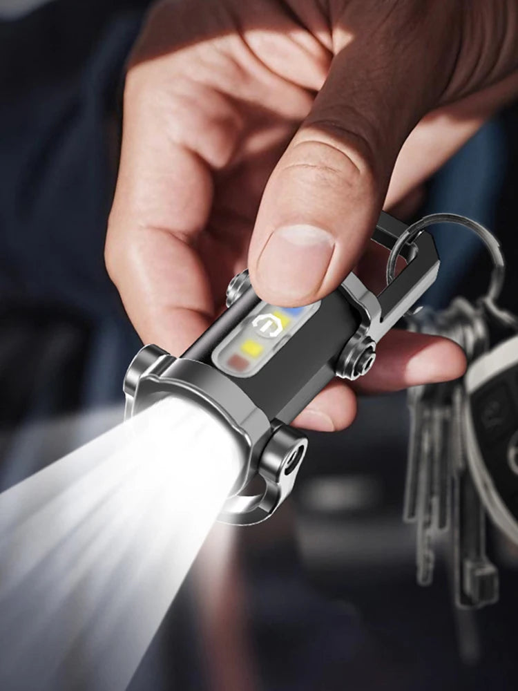 COB LED Keychain Flashlight Multifunctional Ultralight Type-C USB Rechargeable Waterproof
