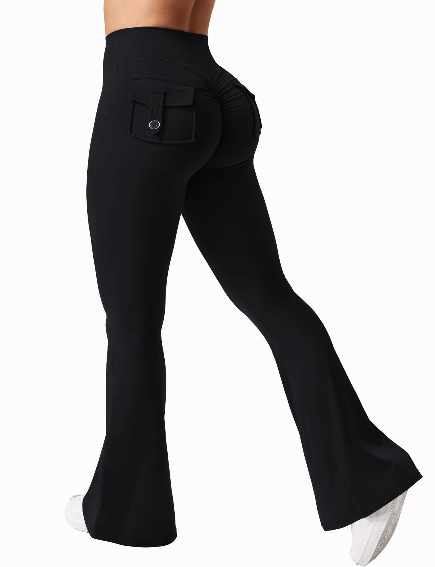 Summer Women's Cargo Pocket Fitness Tights | High-Waisted Flare Yoga Pants