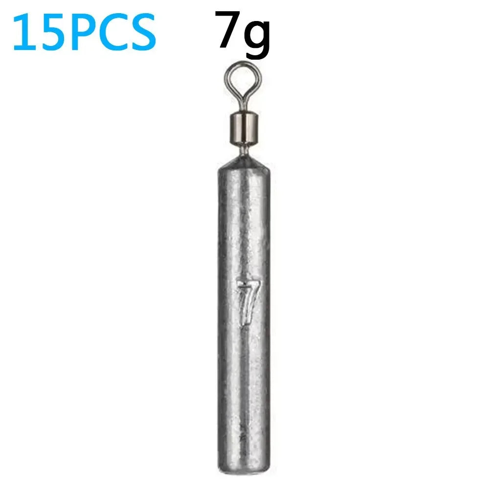 Fishing Weight 15PCS/Lot Sinker Mold 3.5g 5g 7g 10g 14g 20g Tube Bullet Plumb Pendant