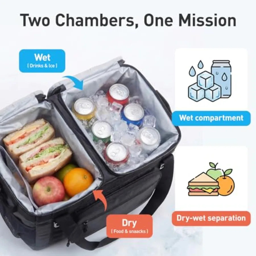 Soft Sided Cooler Bag Insulated 30/48/60 Cans, Large Collapsible and Leakproof Ice Chest for Picnic, Beach, Camping, Travel