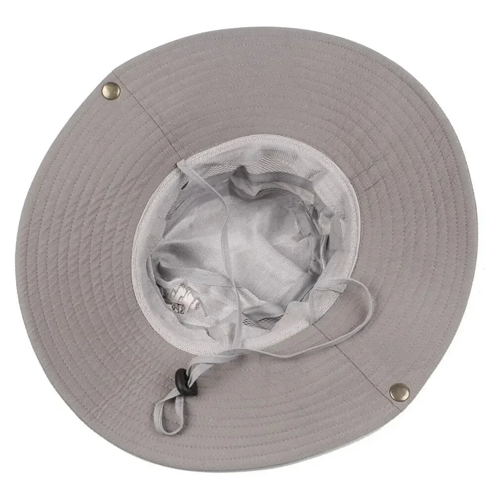 Summer Men Bucket Hat Outdoor UV Protection Wide Brim Hiking Hat Mesh Fisherman Hat