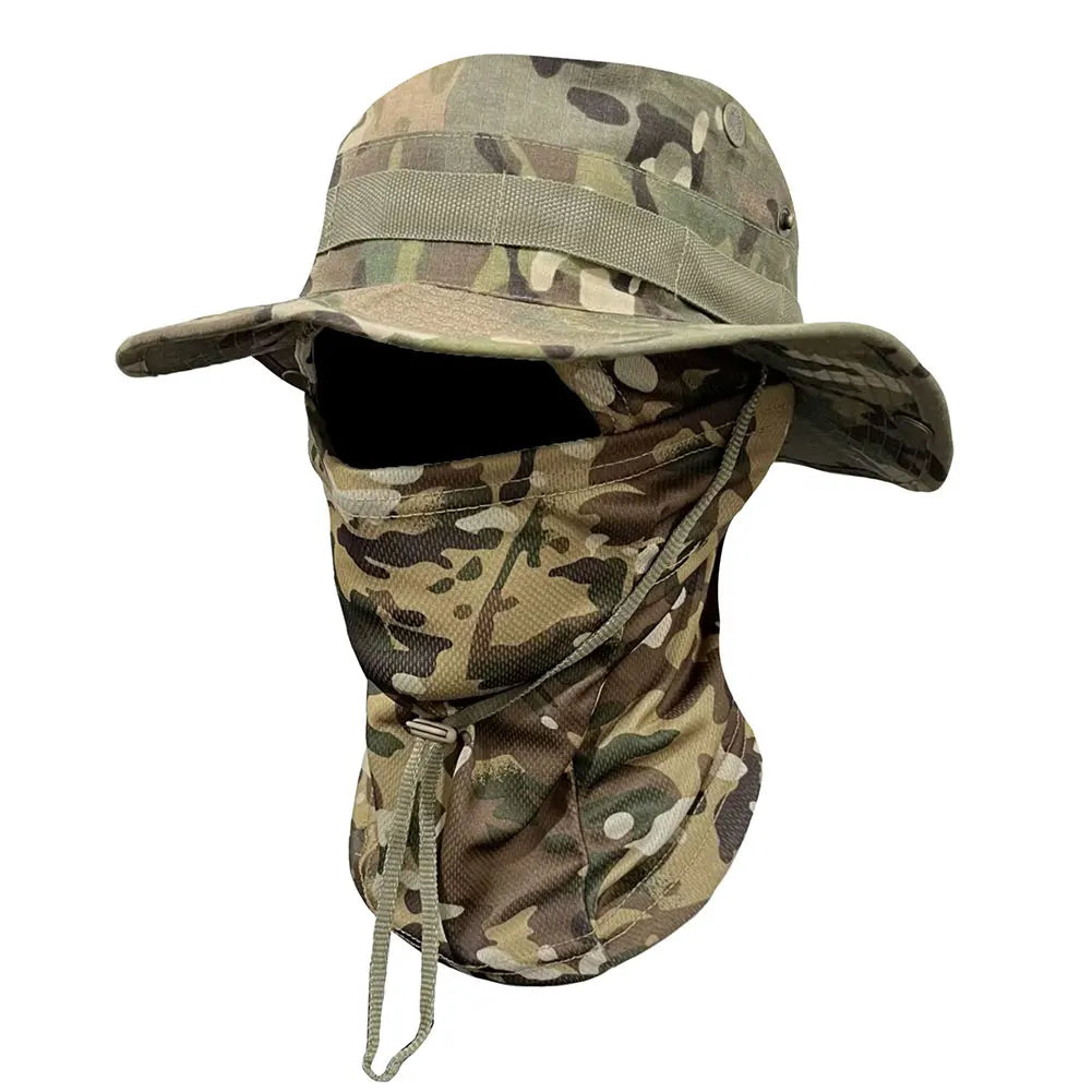 Sun Hat Balaclava Full Face Mask Set Wide Brim Bucket Hat Sun Protection Fishing Cap for Men Women Fishing Hiking Camping