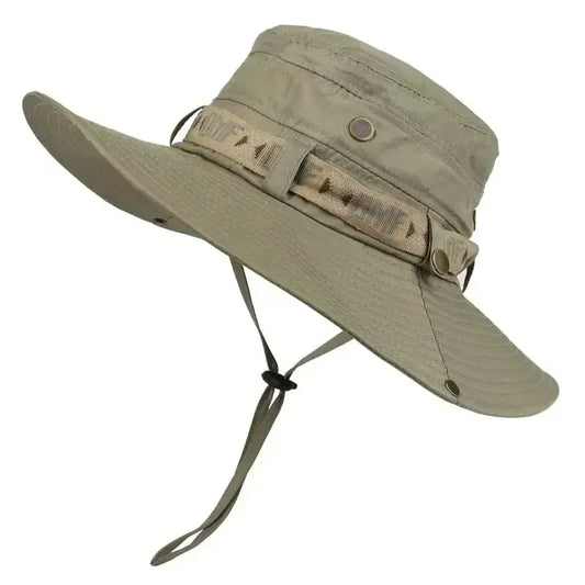 Summer Men Bucket Hat Outdoor UV Protection Wide Brim Hiking Hat Mesh Fisherman Hat