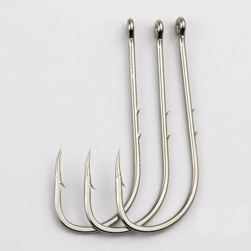 50pcs Fishhook Long Shank Fishing Hook 1#-12# High Carbon Steel Sharp Barbed Offset