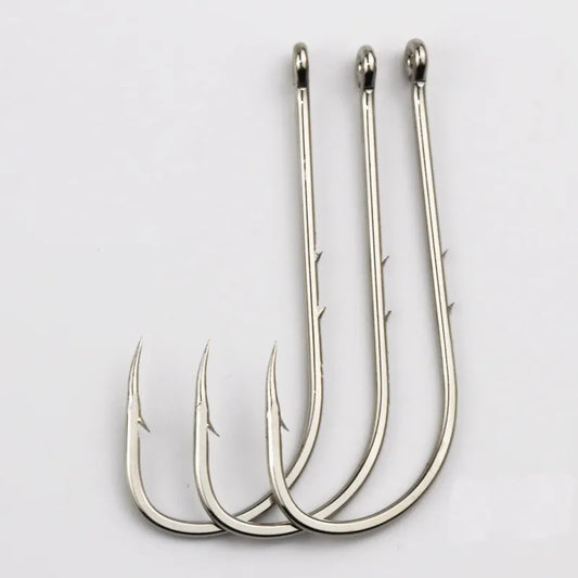 50pcs Fishhook Long Shank Fishing Hook 1#-12# High Carbon Steel Sharp Barbed Offset