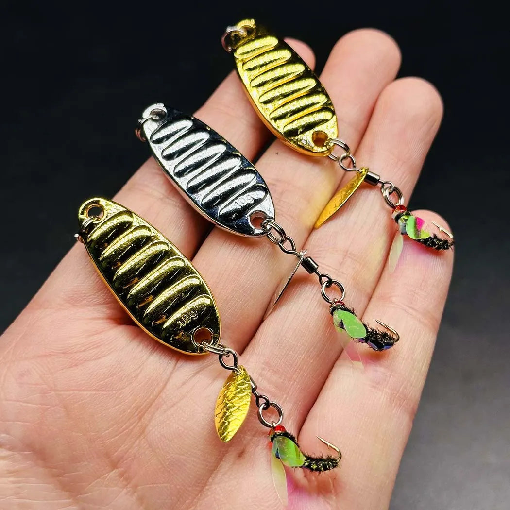 12-Pack Handmade Fly Fishing Flies & Sequins Kit (#6, #10, #16) with Storage Box