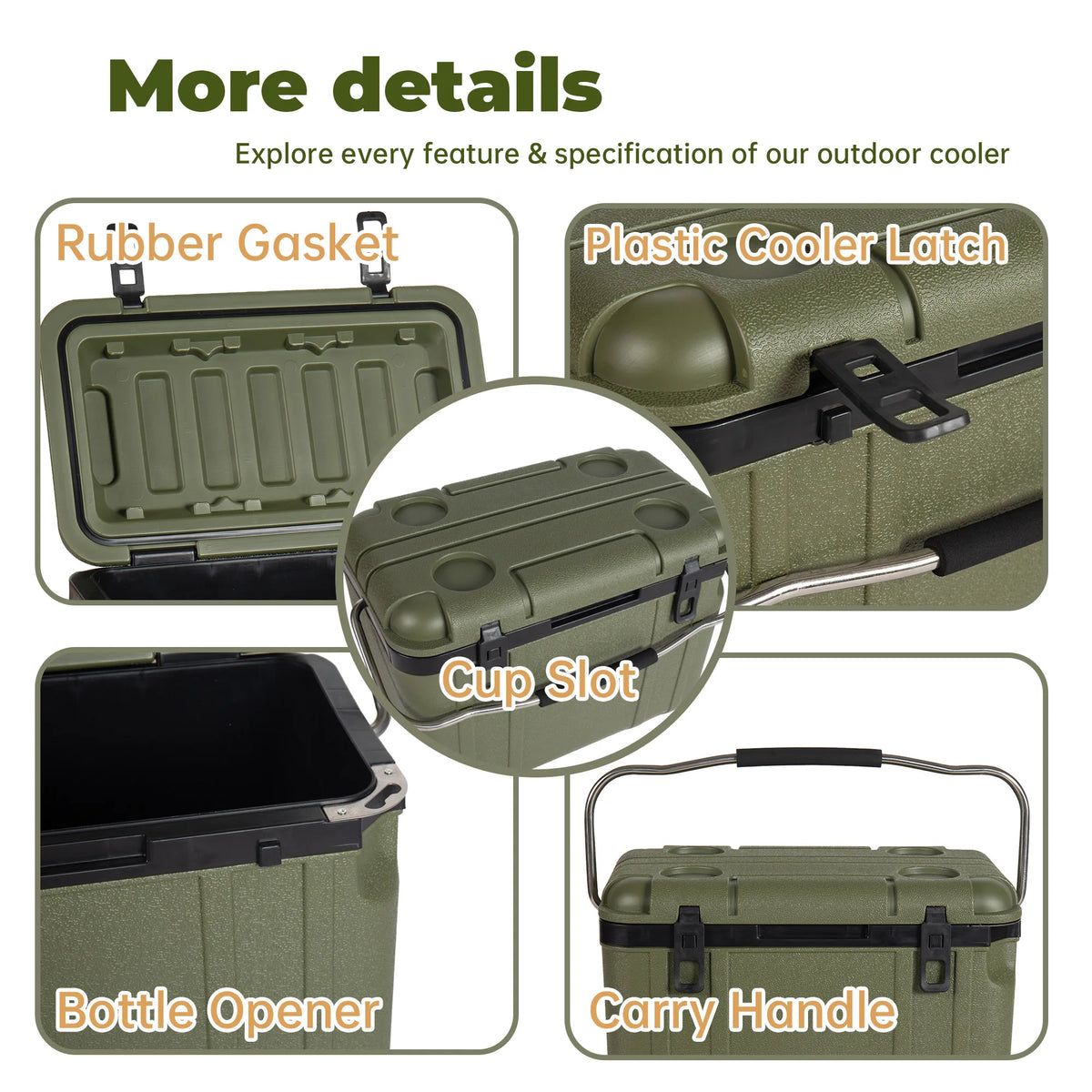 25-Quart Heavy-Duty Portable Hard-Shell Cooler Box with 5–7 Day Ice Retention